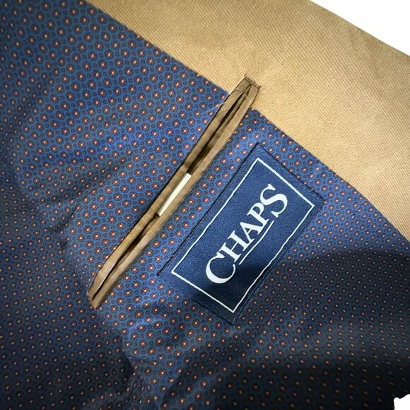 Chaps Micro Corduroy Blazer Sport Coat 46L Tan Two Button Lined Pockets Notch - Picture 5 of 6